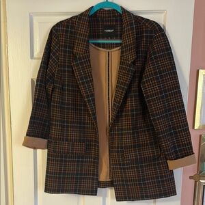 Liverpool Los Angeles Women's Plaid blazer - dark blue and orange plaid size L